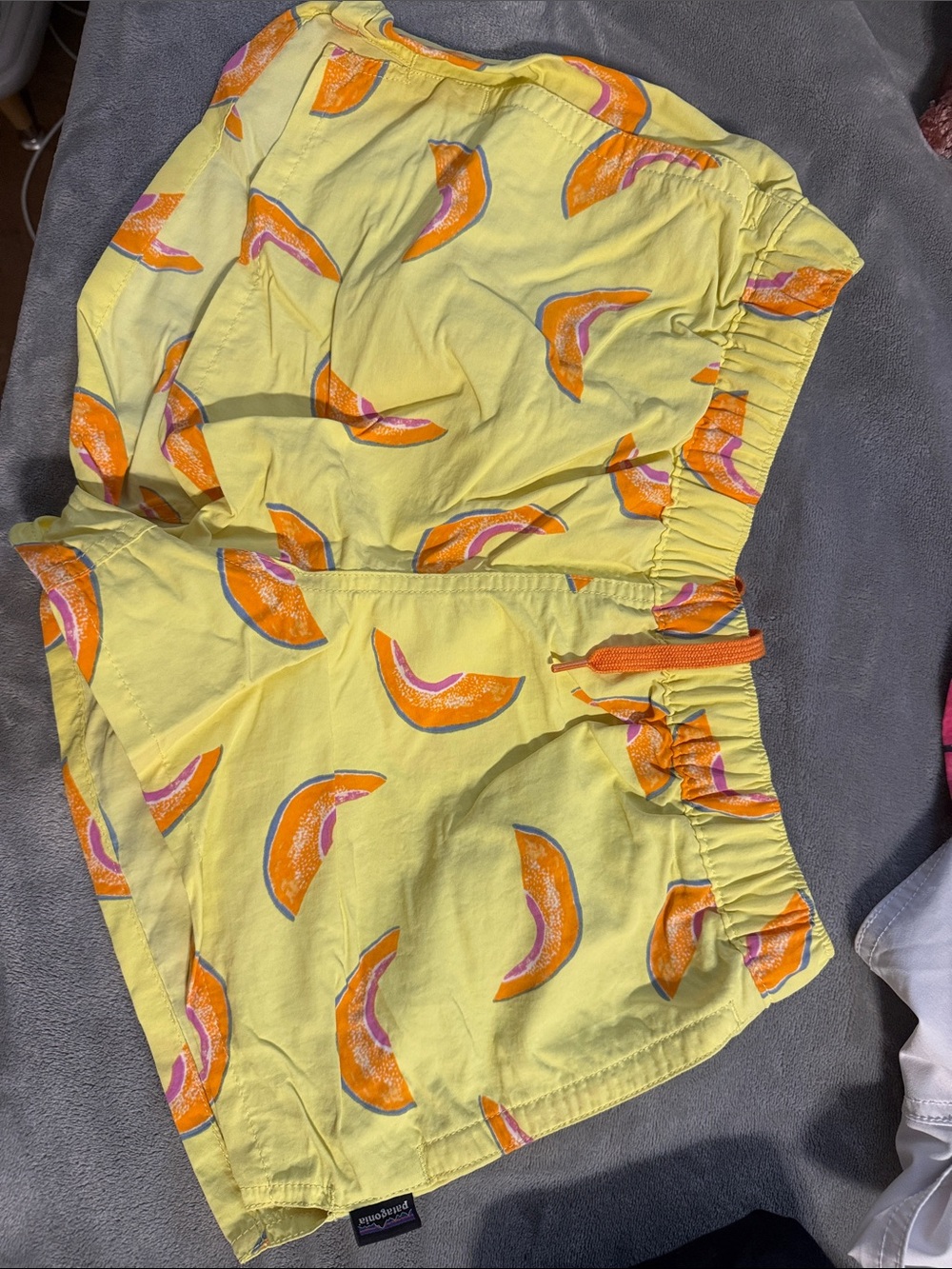 Yellow Citrus-Print Pull-On Summer Shorts